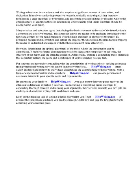 does a thesis go at the end of the intro