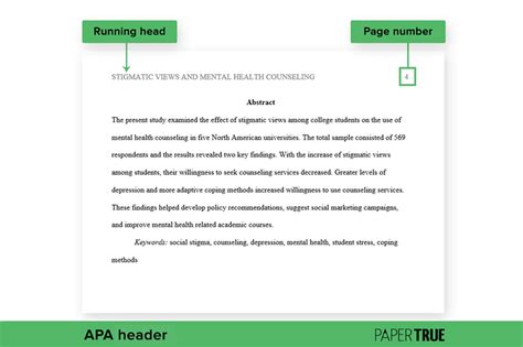 does apa format require a header