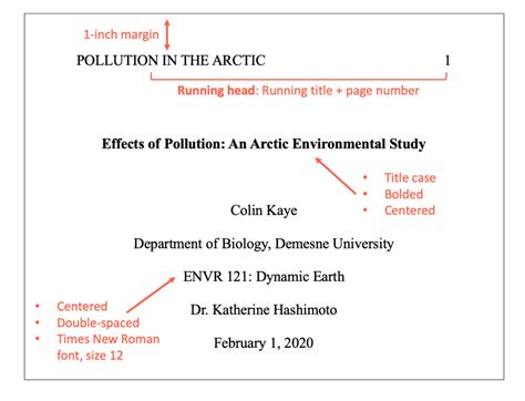 does apa formatting need a title page