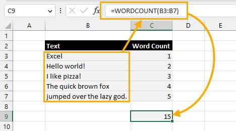 does excel have a word count function