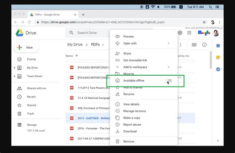 does google drive save offline