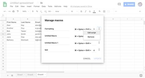 does macro work on google sheets
