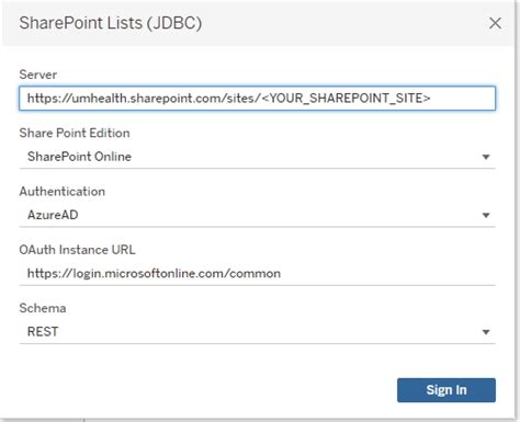 does tableau connect to sharepoint