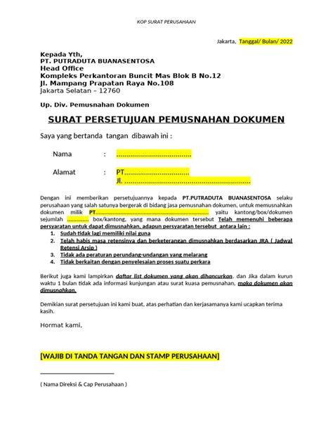 Dokumen persetujuan resmi