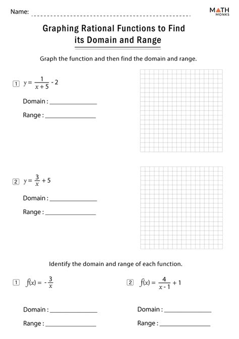 domain and range of rational functions worksheet
