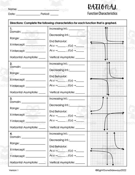 domain and range of rational functions worksheet with answers