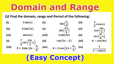 domain and range of trigonometric functions class 11 questions