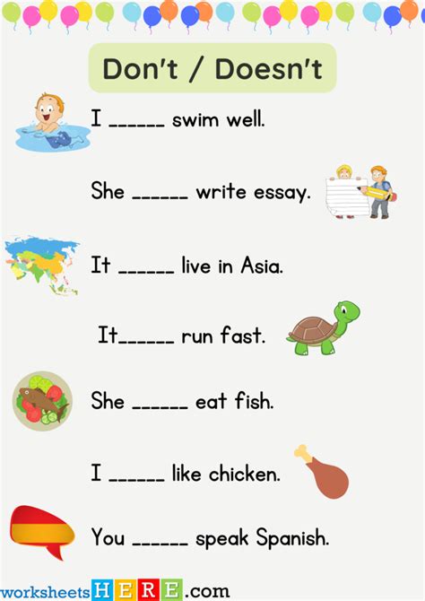 don t or doesn t exercises pdf
