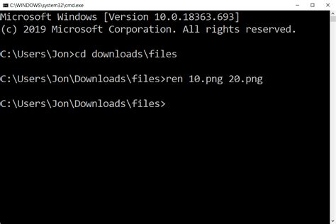 dos rename command examples