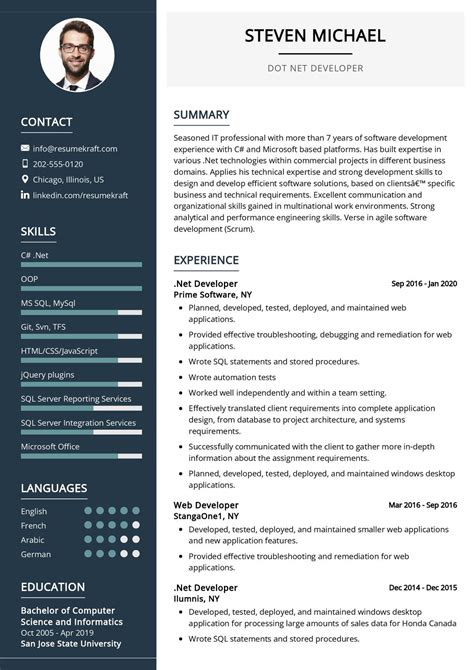 dot net developer resume sample pdf
