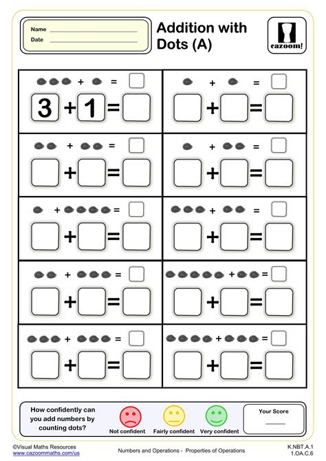 dots on numbers for addition