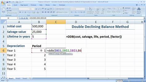 double declining balance depreciation formula in excel