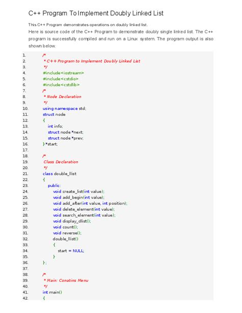 doubly linked list in c program pdf