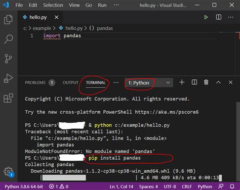 download pandas for python in vs code