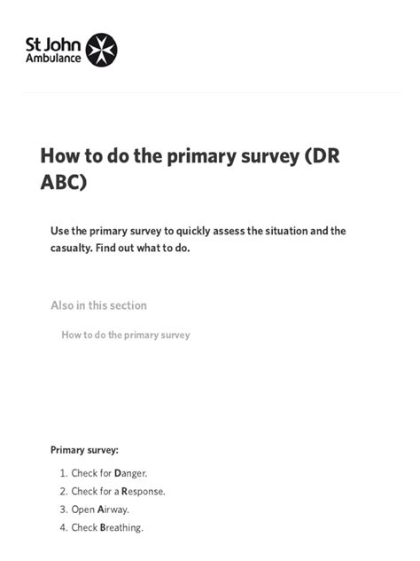 dr abc stand for when performing a primary survey