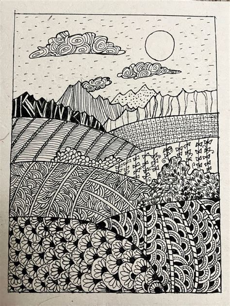 draw or paste pictures of different types of patterns in nature