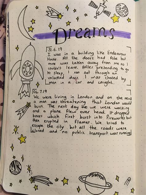 Dream journal writing