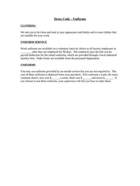 dress code email example