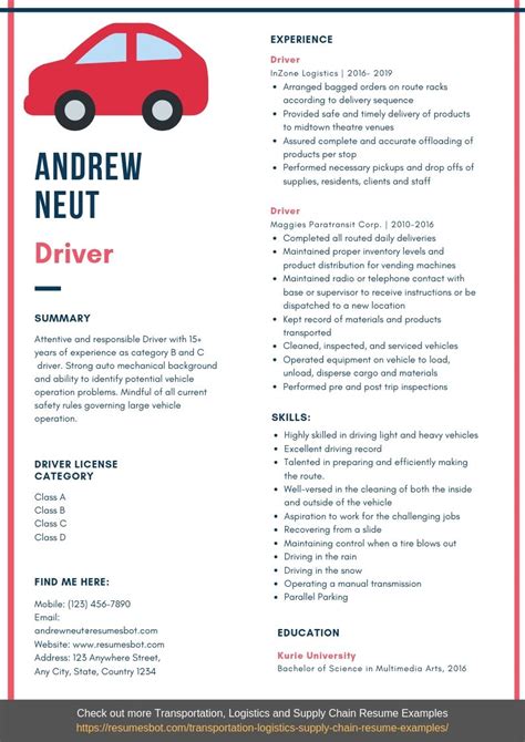 driver cv examples