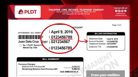 due date in numeric format pldt