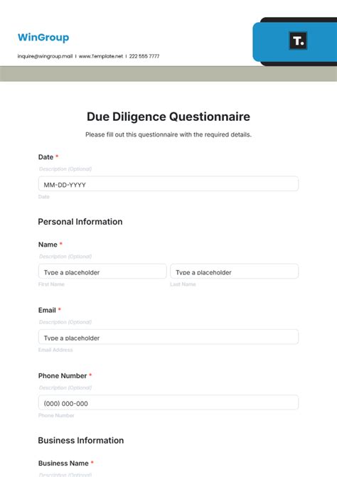 Due Diligence Questionnaire Templates