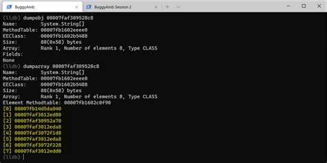 dumpobj command showing unknown values