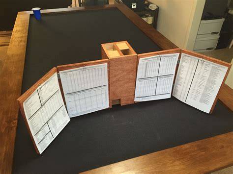 dungeon master screen and dice