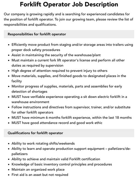 duties and responsibilities of an operator