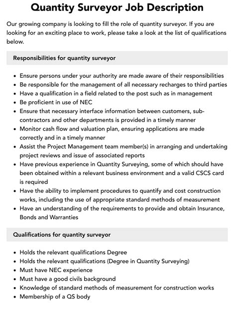 duties of assistant quantity surveyor