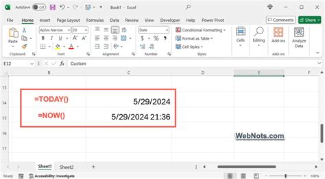 dynamic date and time in excel