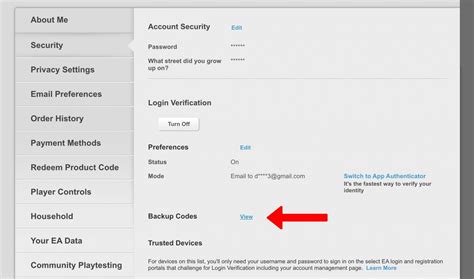 ea origin backup codes