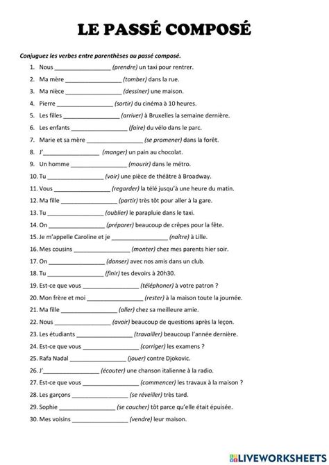 easy passe compose exercises