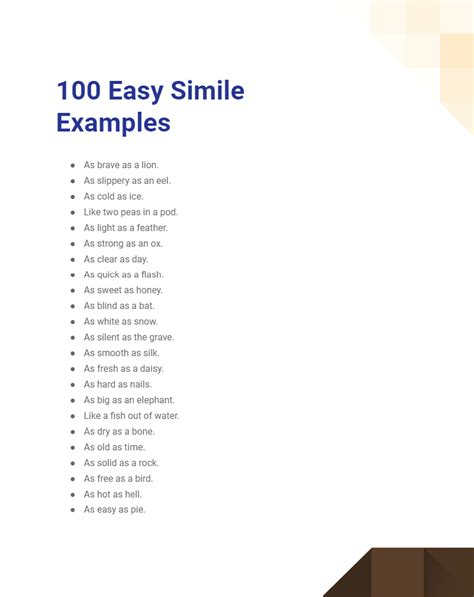 easy simile examples using like