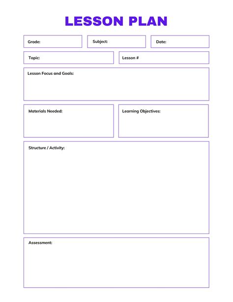easy to use lesson plan template
