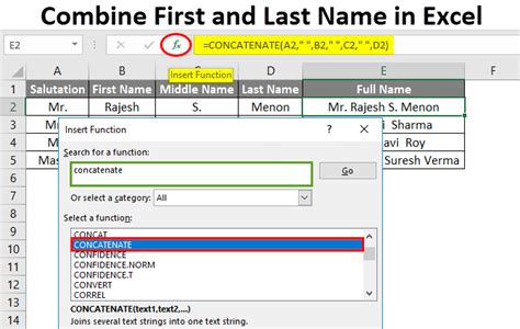 easy way to combine first and last name in excel