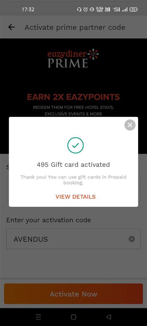 eazydiner prime activation code free