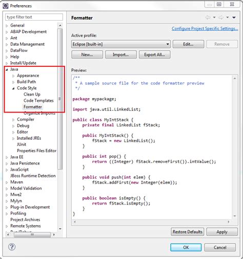 eclipse format code