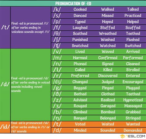 ed verbs examples