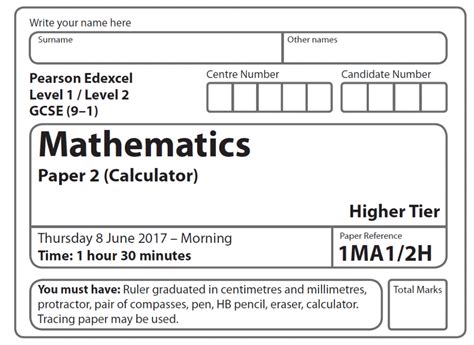edexcel igcse maths b june 2017 paper 2 mark scheme