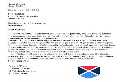 editor letter example class 10