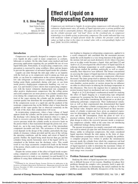 effect of liquid on a reciprocating compressor