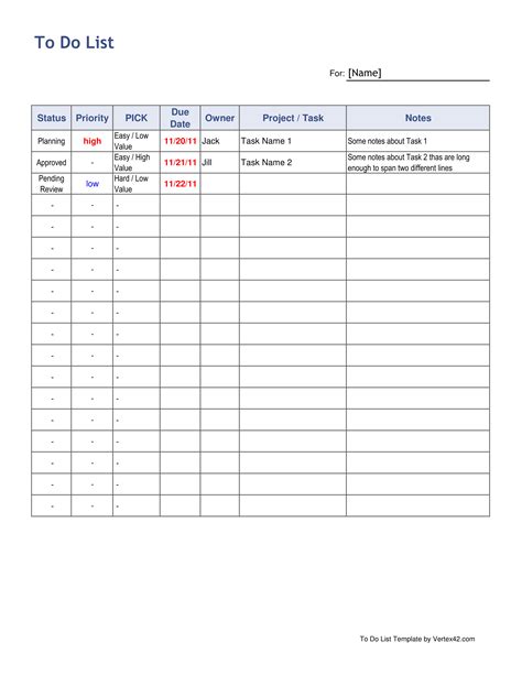 effective to do list format pdf
