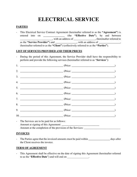 electrical contract template pdf