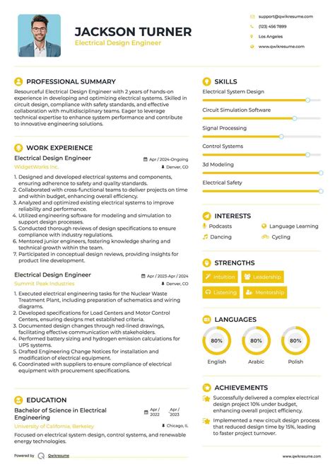 electrical design engineer cv example