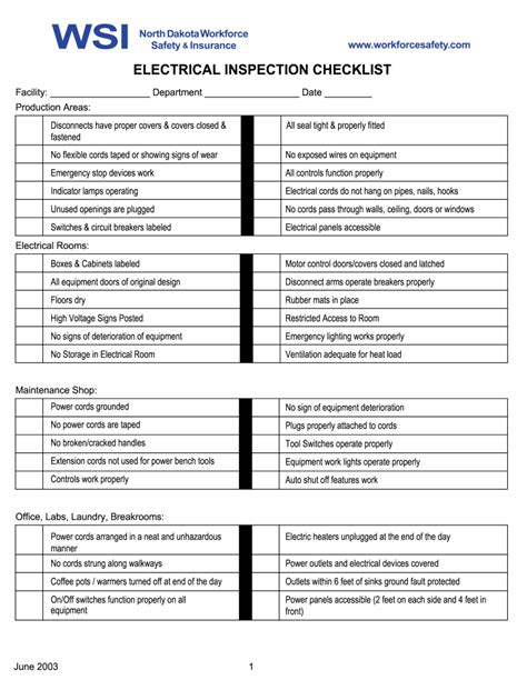 electrical maintenance checklist in excel format