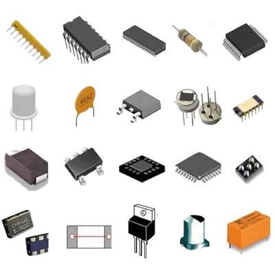 An illustration showing different electronic components like chips, screens, and batteries