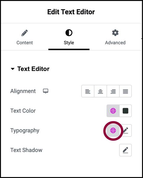 elementor change menu font size
