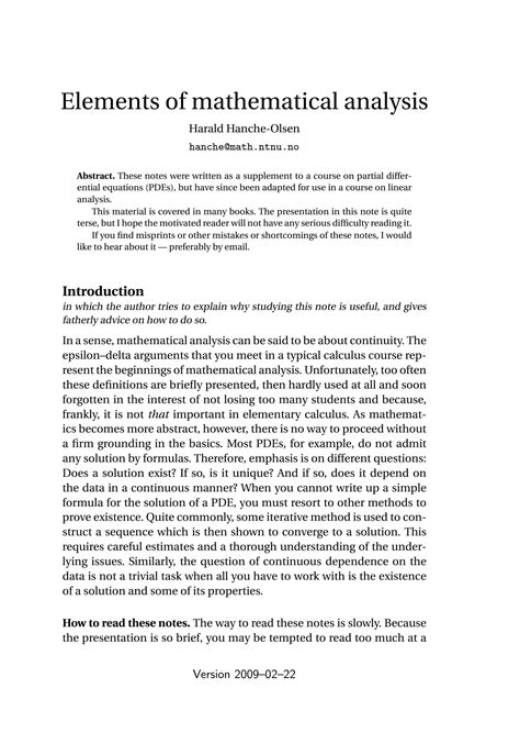 elements of mathematical analysis