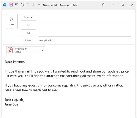 email attachment format example