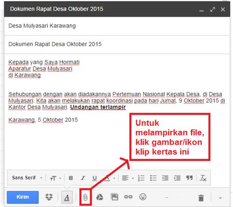email dengan lampiran dokumen
